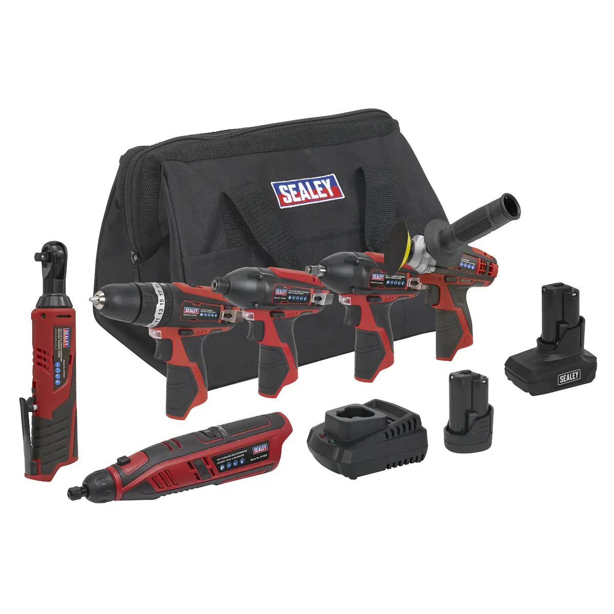 Sealey 6 X Sv12 Series Cordless Power Tool Kit 12V - 2 Batteries Cp1200combo2 1