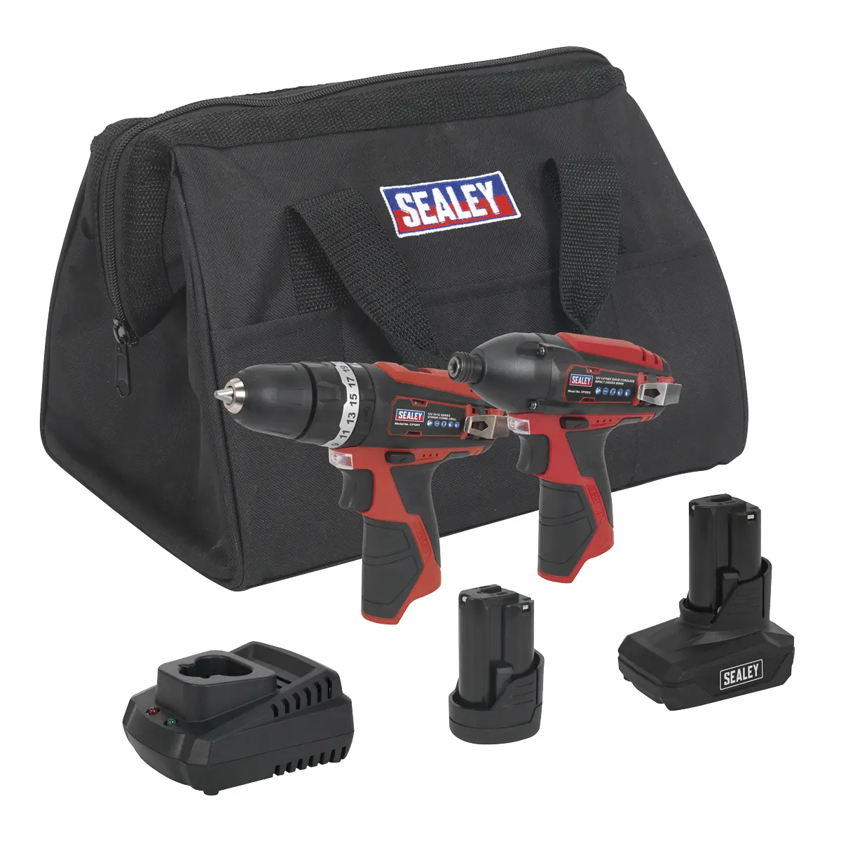 Sealey 2 X Sv12 Series Cordless Power Tool Kit 12V - 2 Batteries Cp1200combo6 1