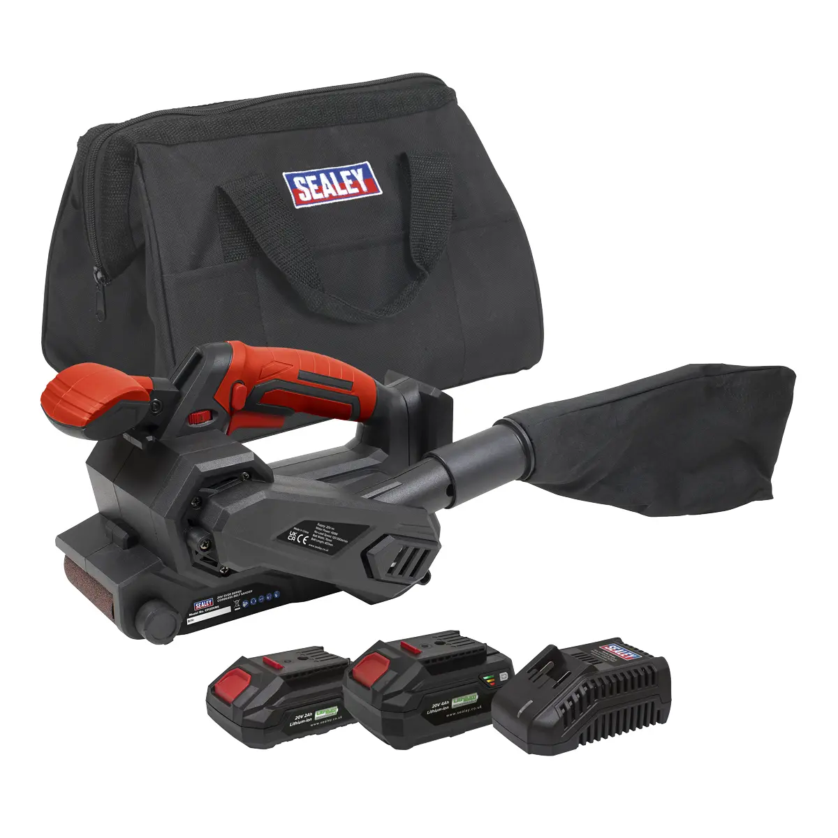 Sealey Sv20 Series 76Mm Cordless Belt Sander Kit 20V - 2 Batteries Cp20vbskit 1