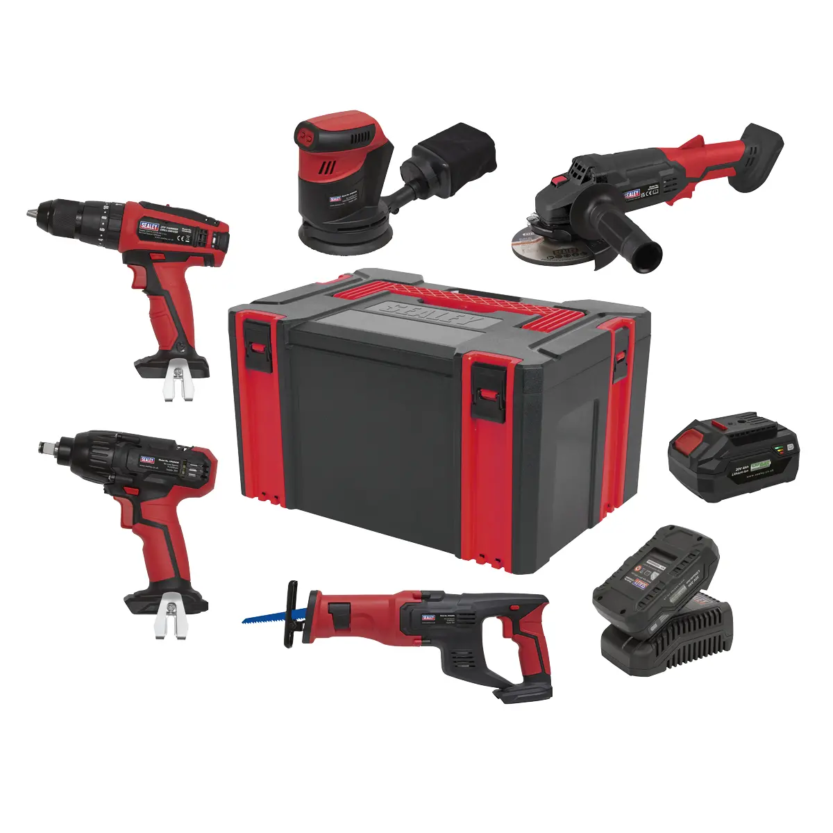 Sealey 5 X Sv20 Series Cordless Power Tool Kit 20V - 2 Batteries Cp20vcombo2 1