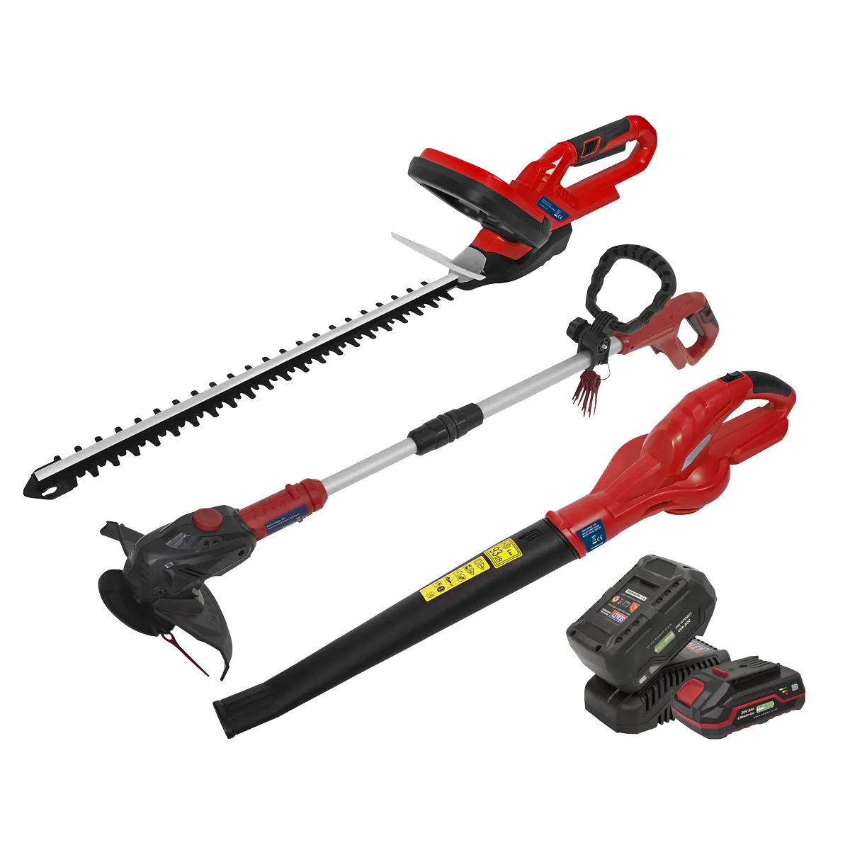 Sealey 3 X Sv20 Series Cordless Garden Power Tool Kit 20V - 2 Batteries Cp20vcombo6 1