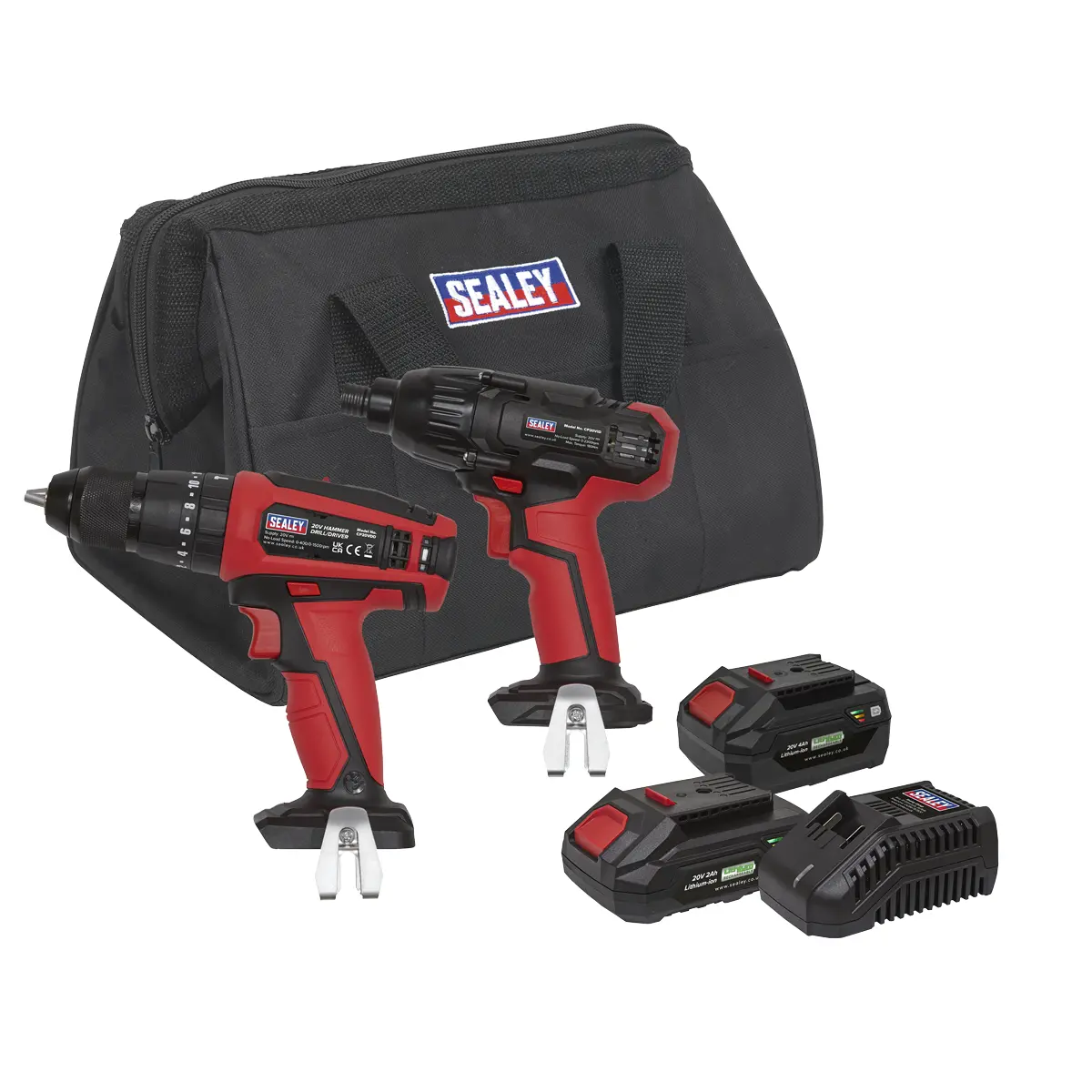 Sealey 2 X Sv20 Series Cordless Power Tool Kit 20V - 2 Batteries Cp20vddcombo 1