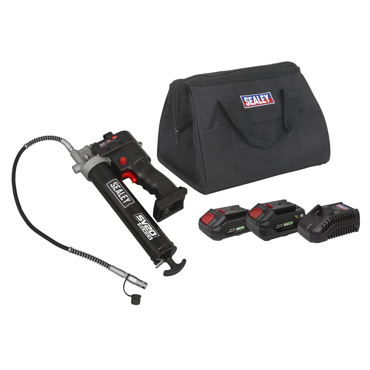 Sealey Sv20 Series Cordless Grease Gun 20V - 2 Batteries Cp20vgrgkit 1