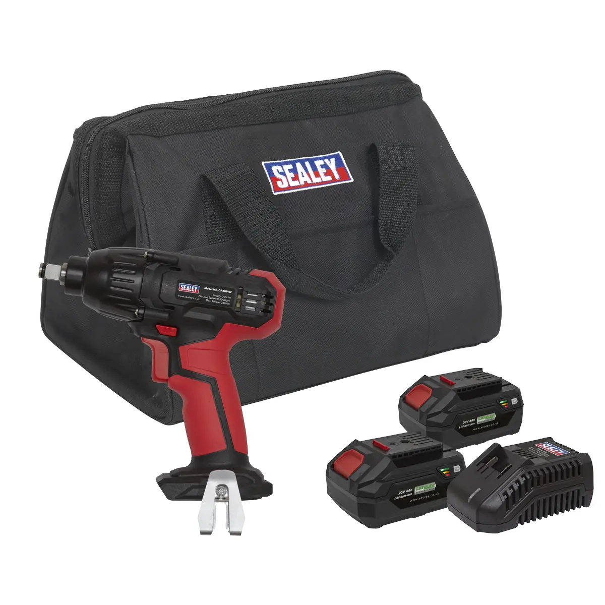 Sealey Sv20 Series 1/2"Sq Drive Impact Wrench Kit 20V 4Ah - 2 Batteries Cp20viwkit 1