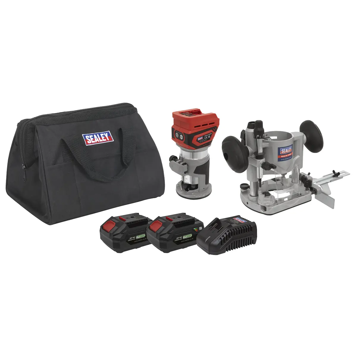 Sealey Sv20 Series Cordless Trimming Router Kit 20V 4Ah - 2 Batteries Cp20vtrkit 1