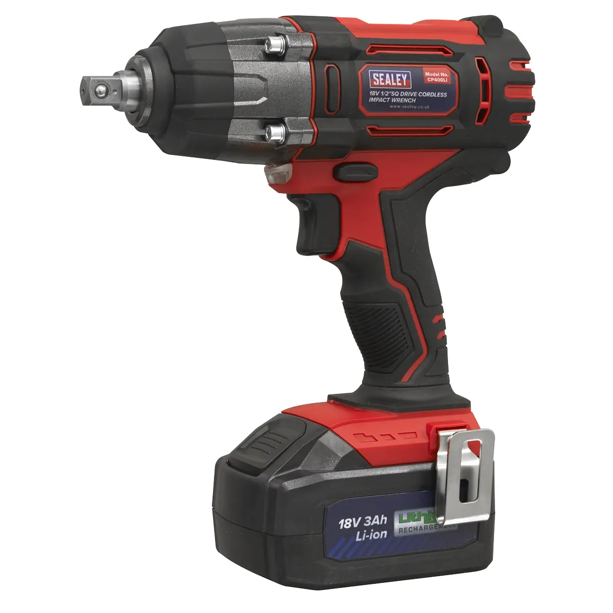 Sealey 1/2"Sq Drive Cordless Impact Wrench 18V 3Ah Cp400li 1