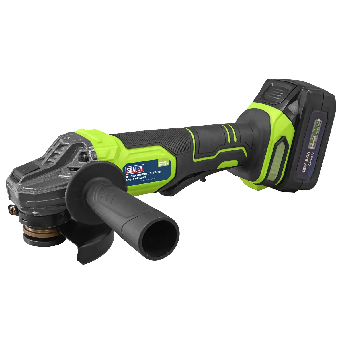 Sealey 115Mm Cordless Angle Grinder 18V 3Ah - Green Cp401lihv 1