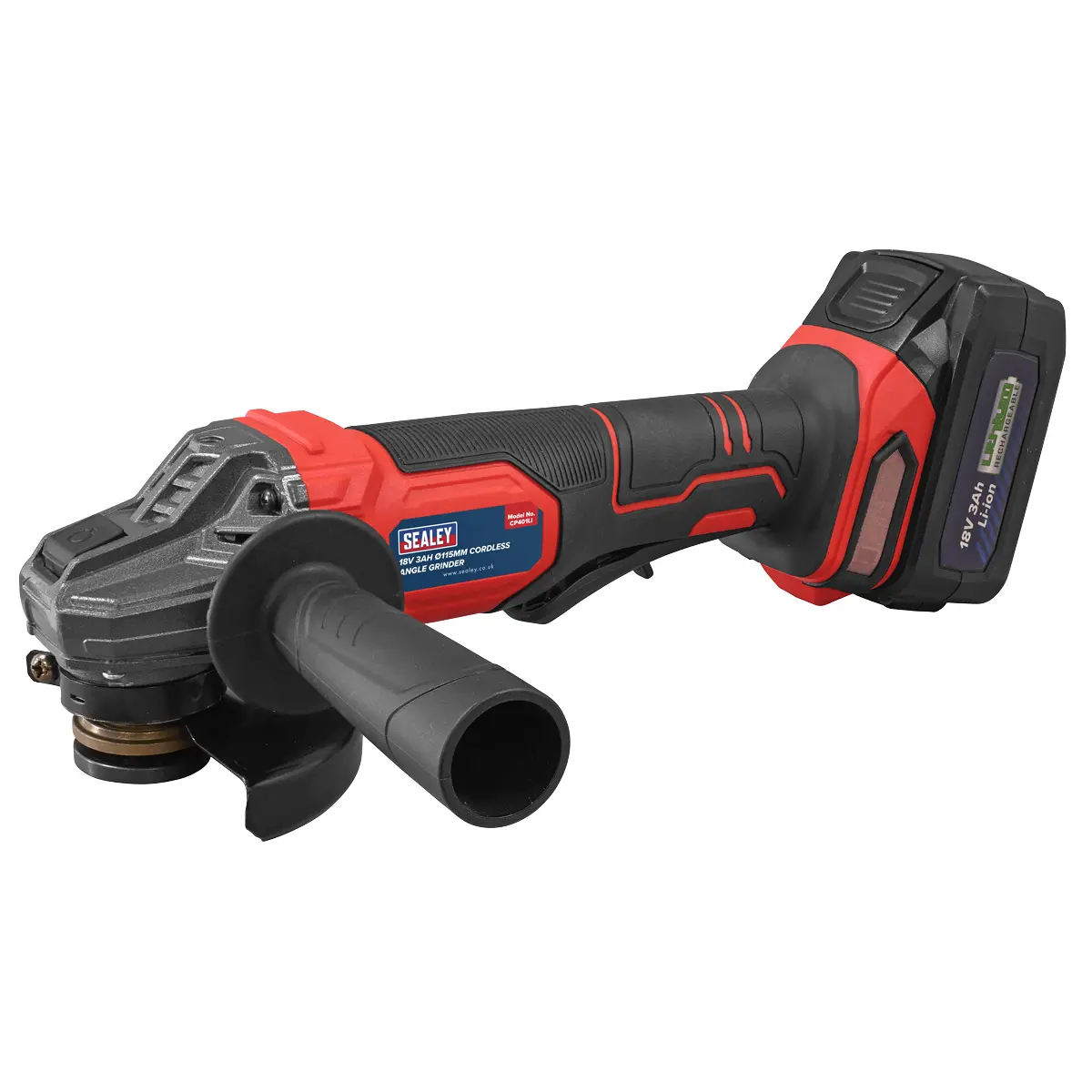 Sealey 115Mm Cordless Angle Grinder 18V 3Ah - Red Cp401li 1