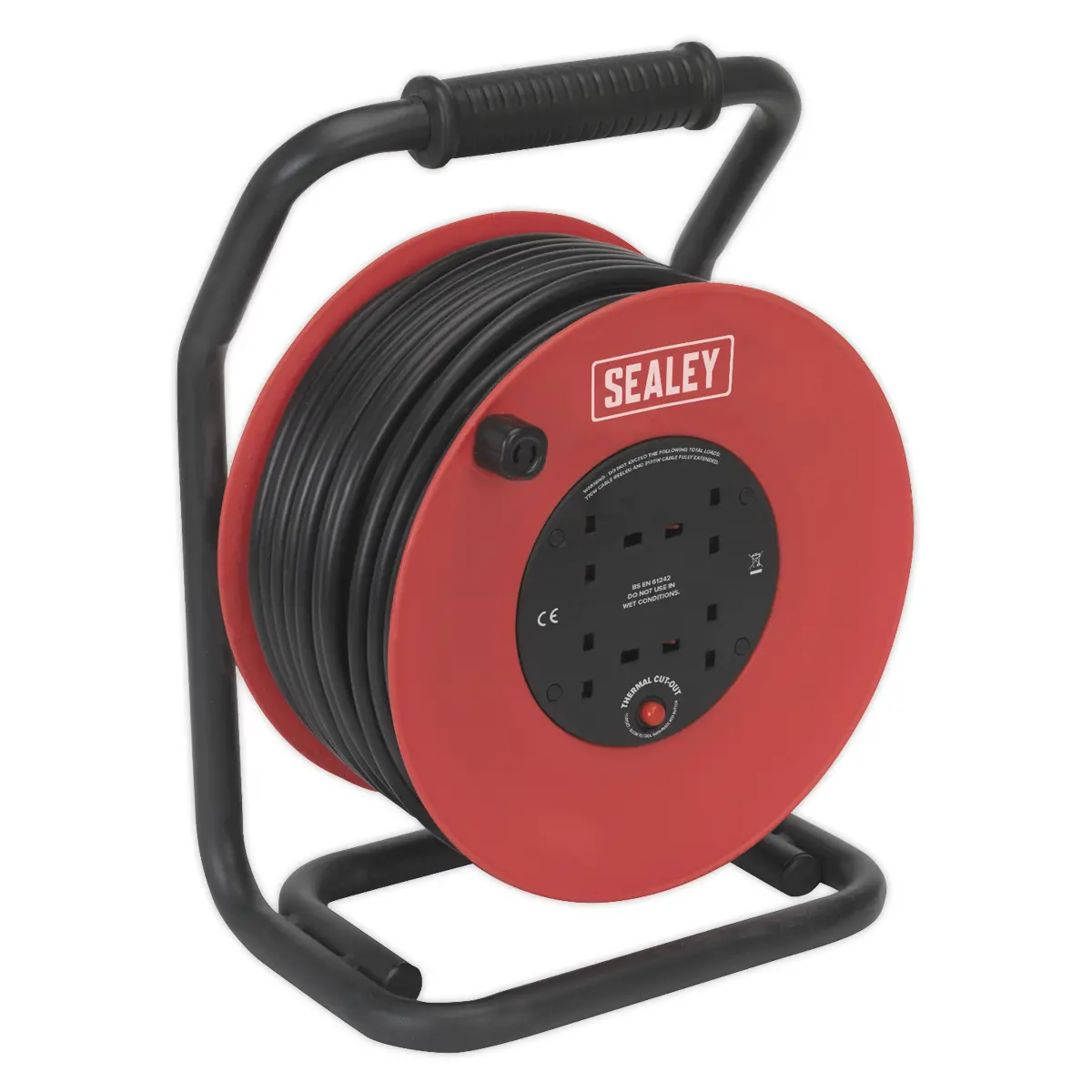Sealey 50M Heavy-Duty Cable Reel With Thermal Trip 4 X 230V Cr25025 1