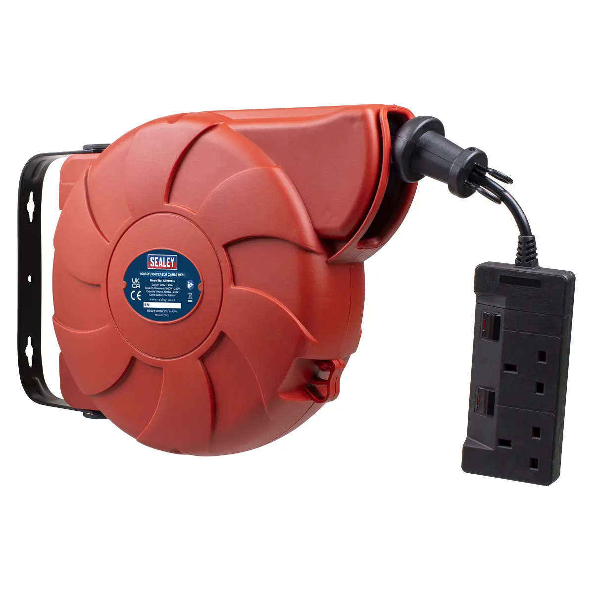 Sealey Cable Reel System Retractable 10M 2 X 230V Socket Crm10 1