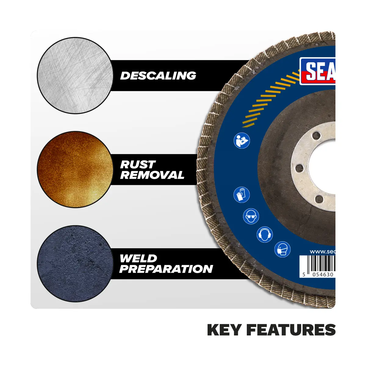 Sealey 100Mm Aluminium Oxide Flap Disc 120Grit 16Mm Bore Fd100120e 2