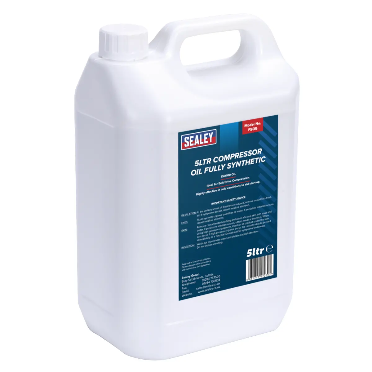 Sealey Compressor Oil Fully Synthetic 5L Fso5 1