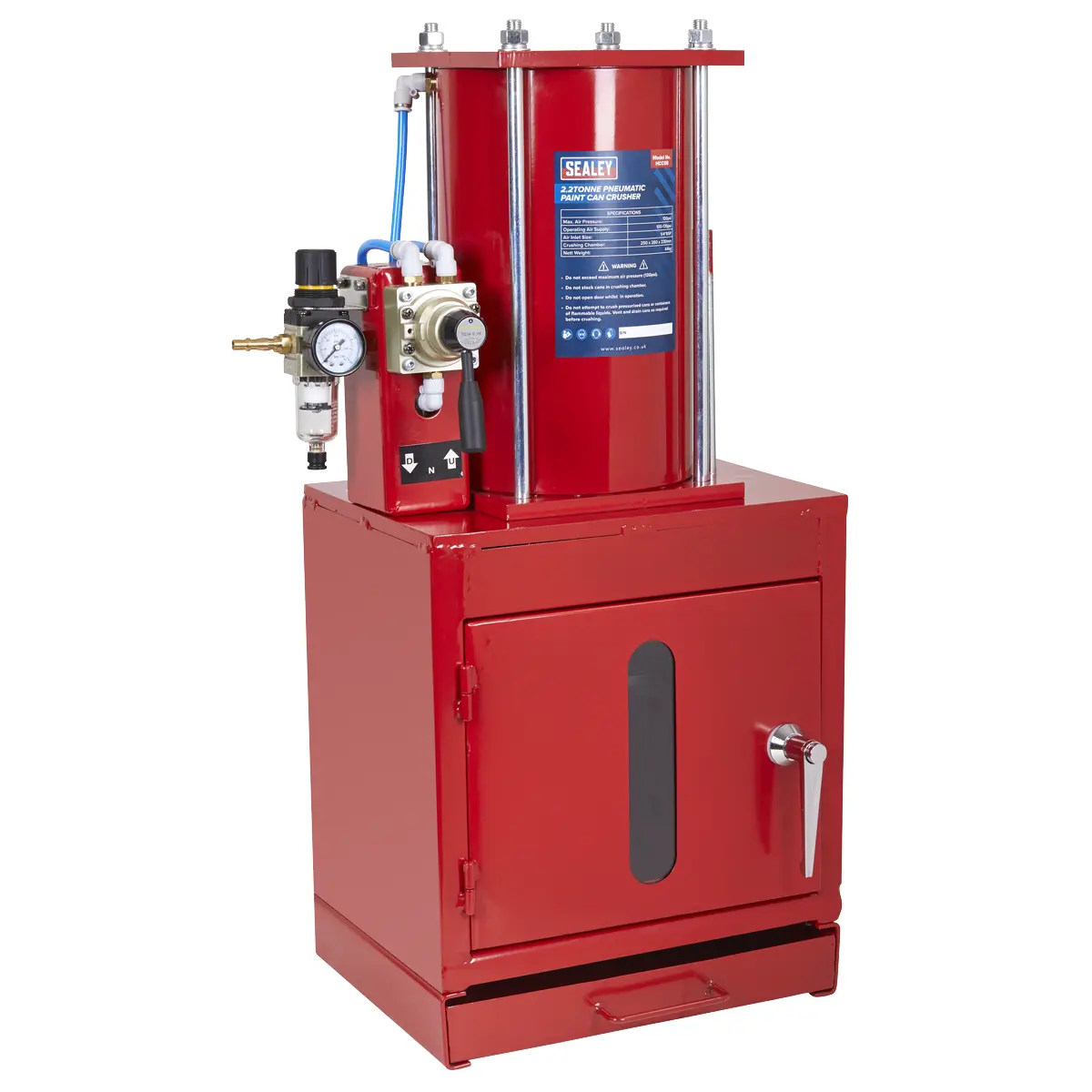 Sealey Pneumatic Paint Can Crusher 2.2 Tonne Hcc08 1