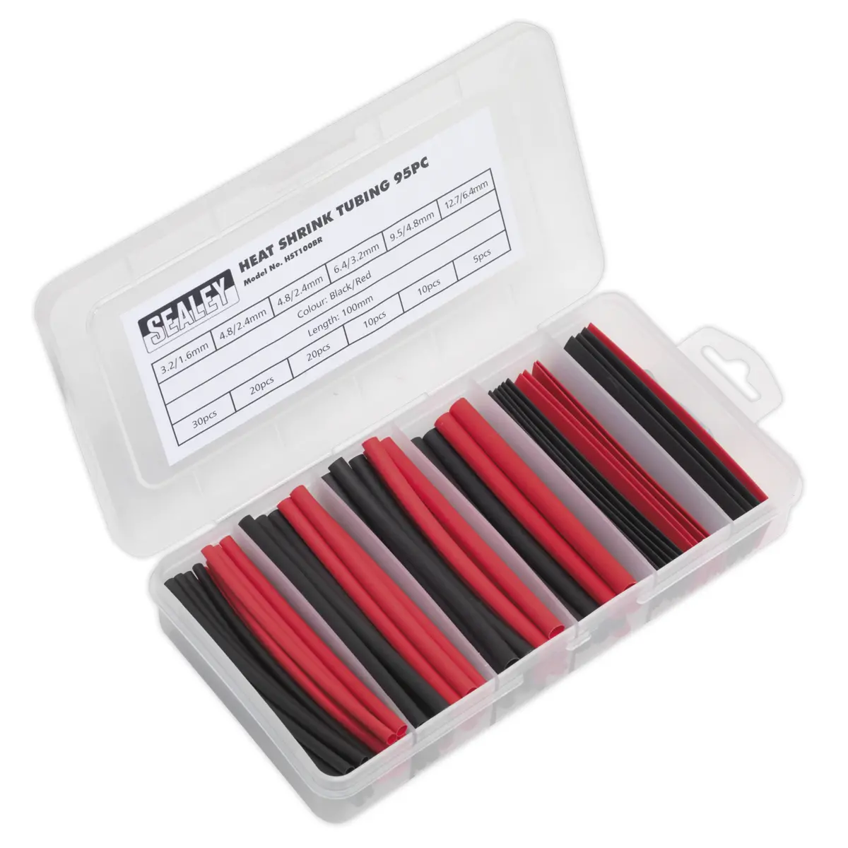 Sealey Heat Shrink Tubing Assortment 100Mm 95Pc - Black & Red Hst100br 1