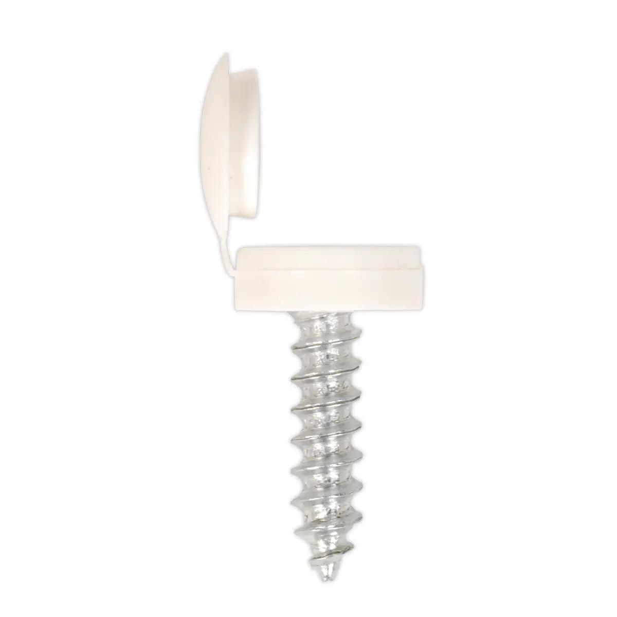 Sealey Numberplate Screw With Flip Cap 4.2 X 19Mm, White - Pack Of 50 Npw50 1