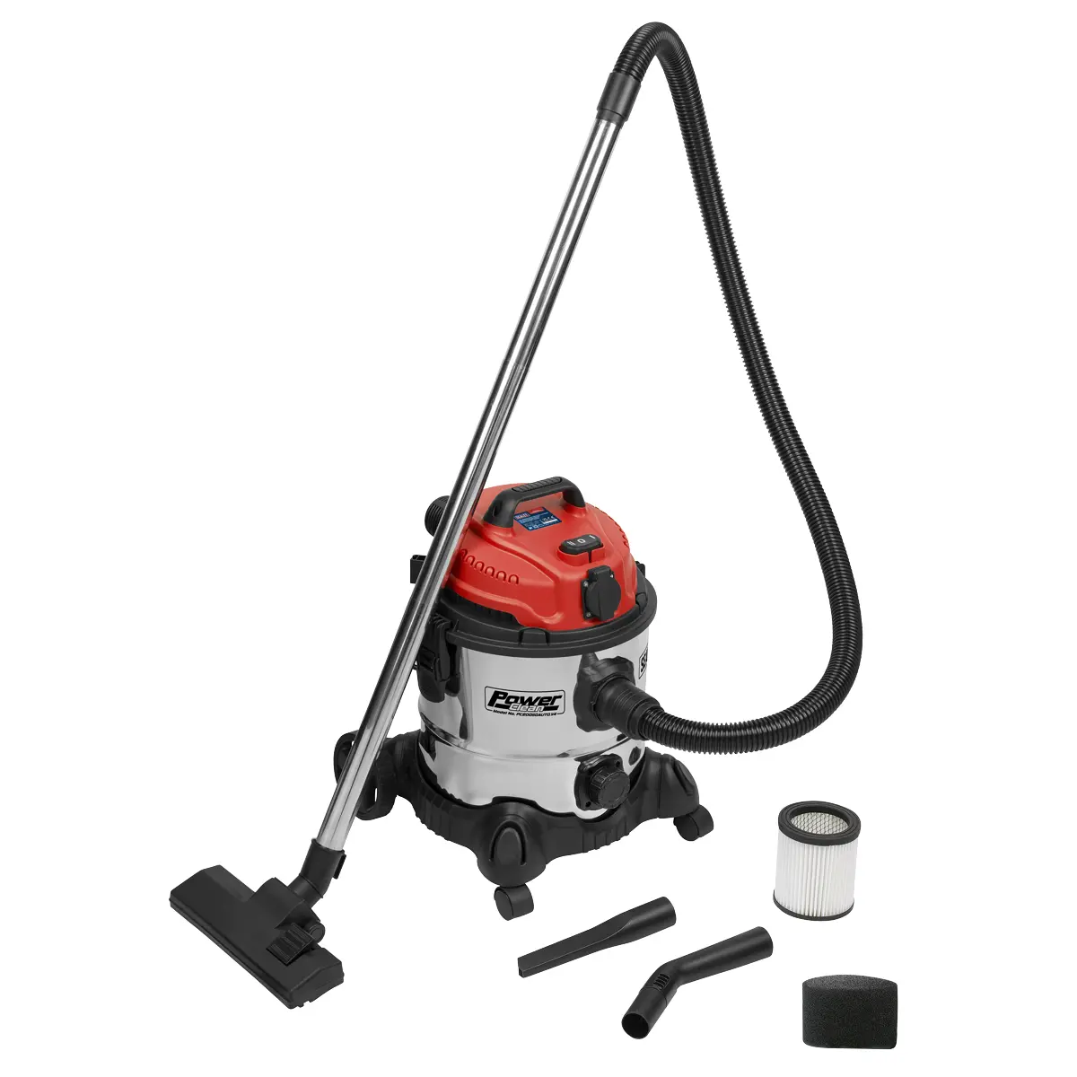 Sealey 20L Industrial Vacuum Cleaner Wet  Dry With Stainless Drum  Auto Start 1… 1