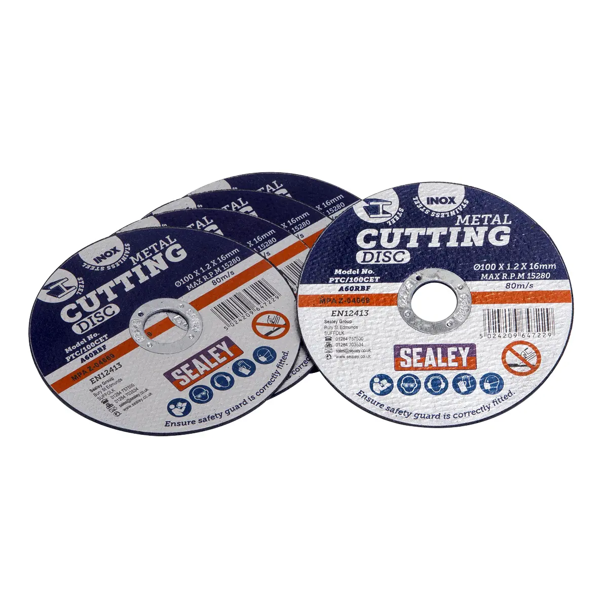 Sealey 100 X 1.2Mm Cutting Disc 16Mm Bore - Pack Of 5 Ptc/100Cet5 1