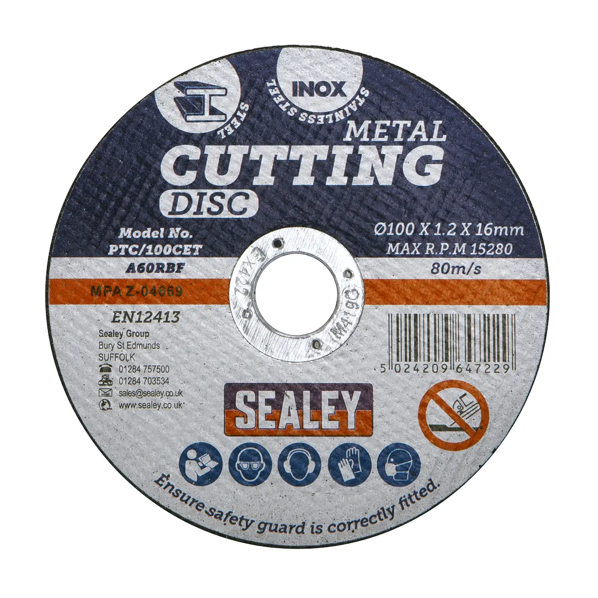 Sealey 100 X 1.2Mm Cutting Disc 16Mm Bore Ptc/100Cet 2