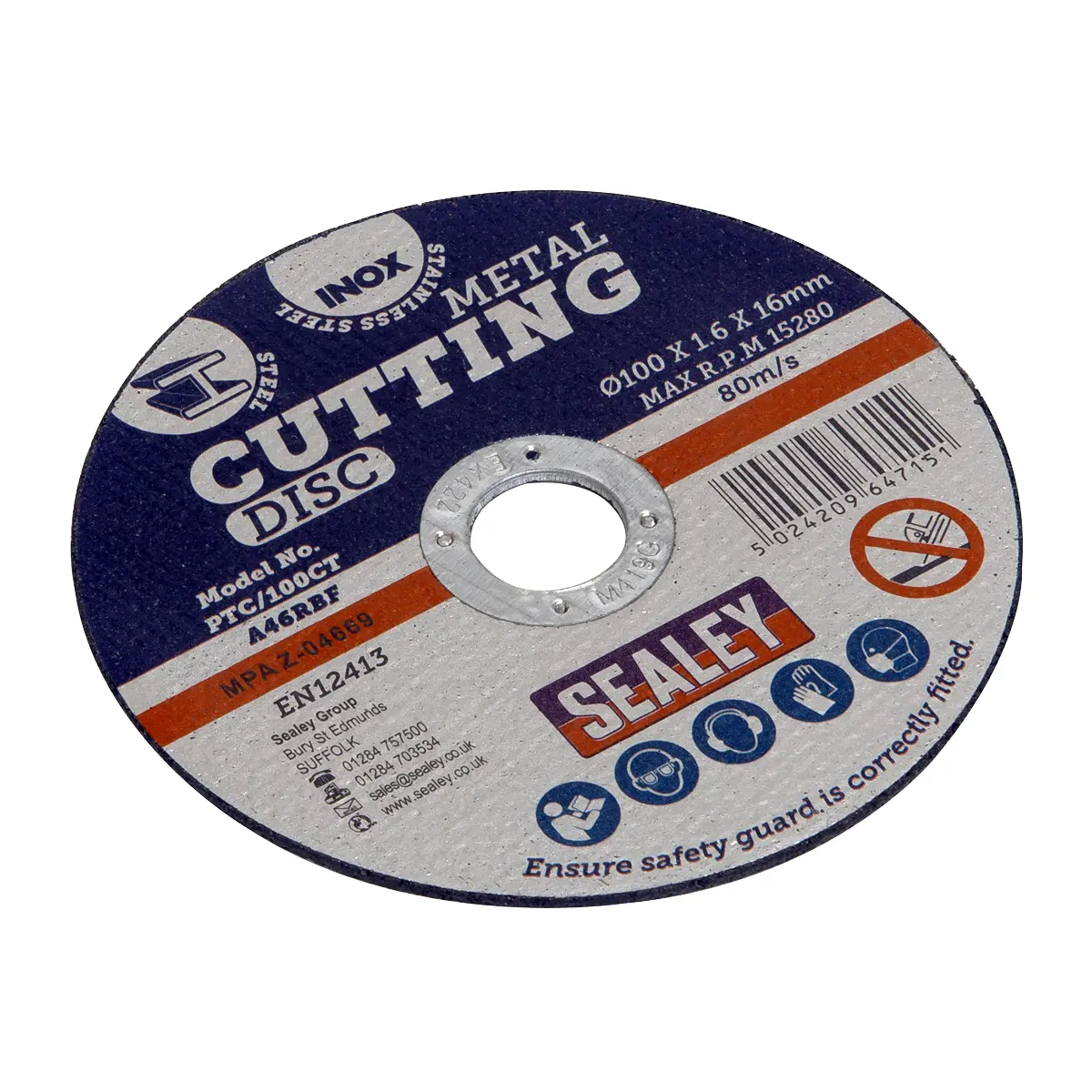 Sealey 100 X 1.6Mm Cutting Disc 16Mm Bore Ptc/100Ct 1