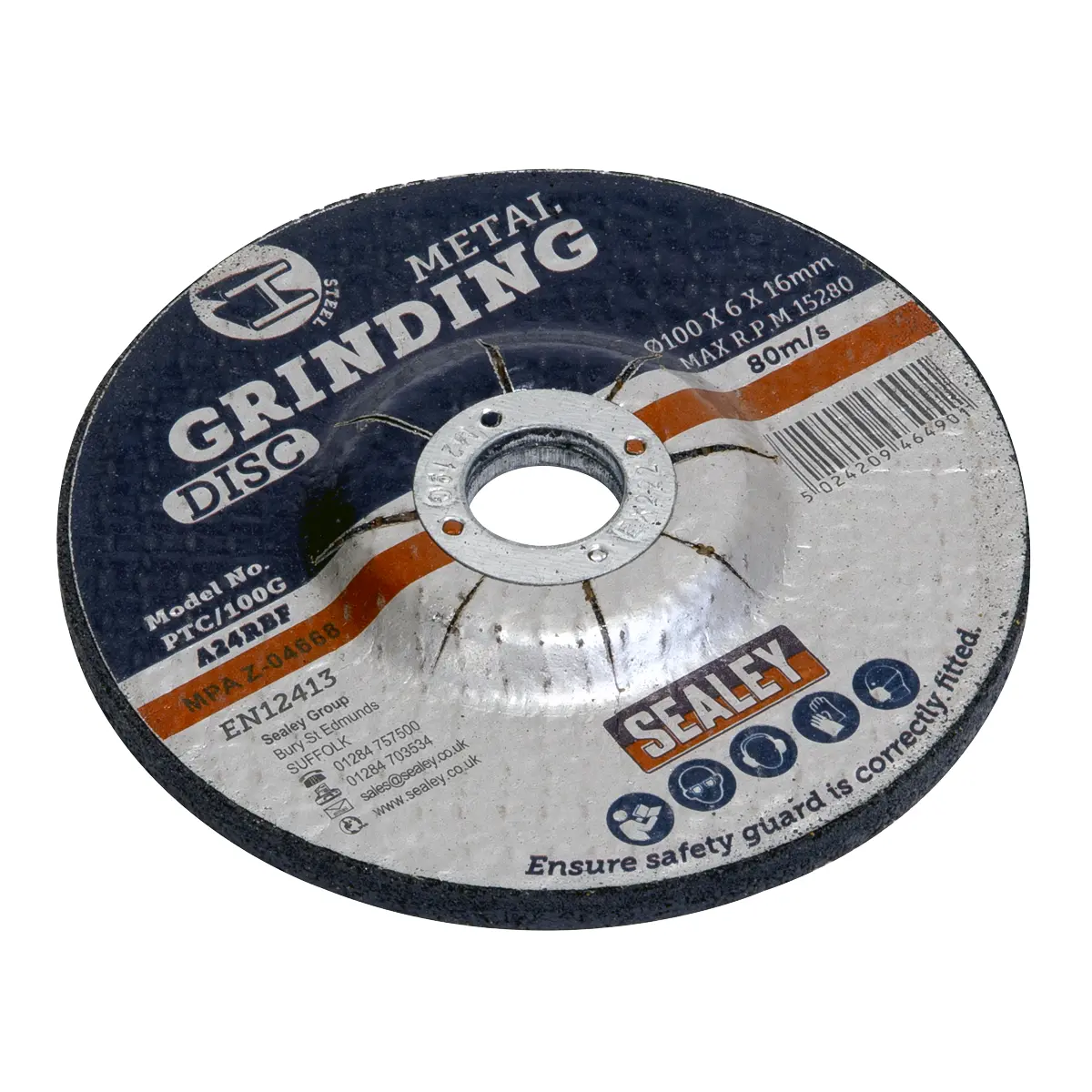 Sealey 100 X 6Mm Grinding Disc 16Mm Bore Ptc/100G 1
