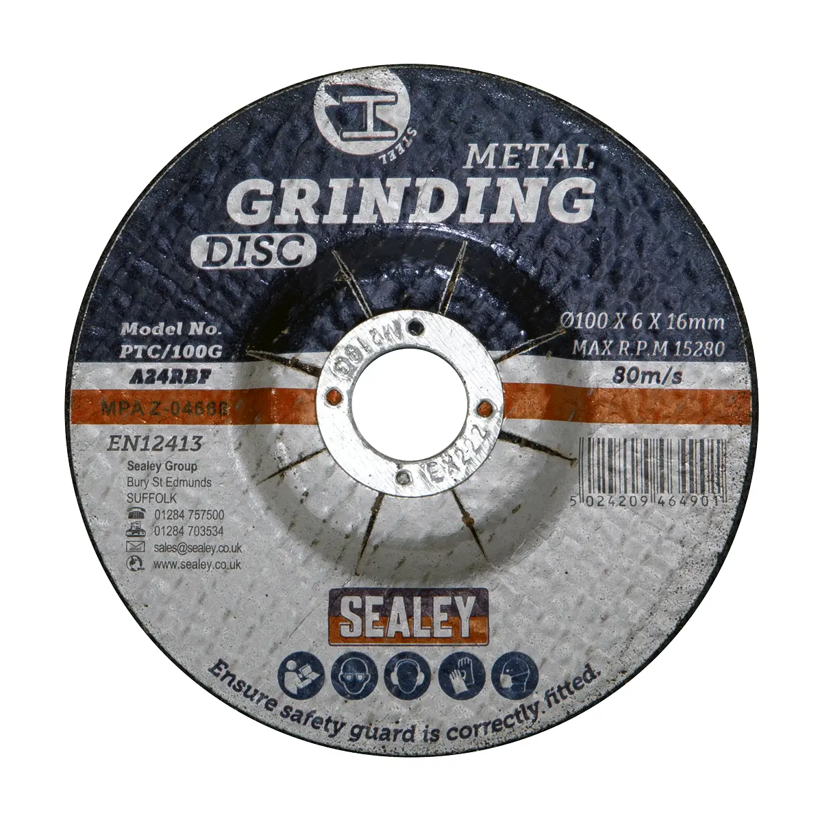Sealey 100 X 6Mm Grinding Disc 16Mm Bore Ptc/100G 2