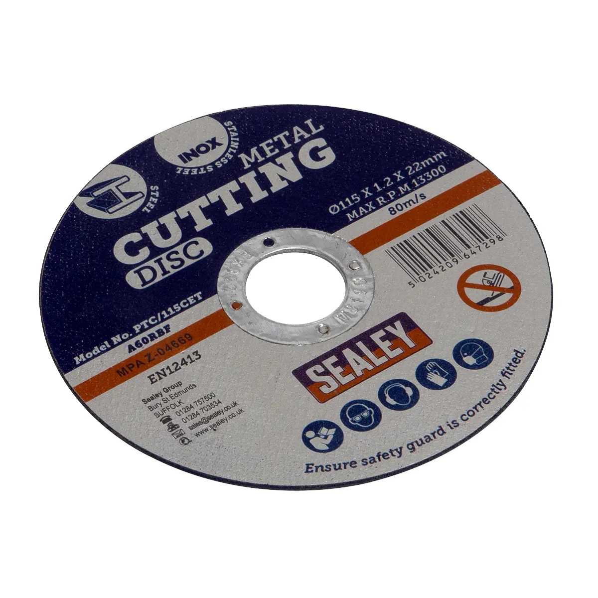 Sealey 115 X 1.2Mm Cutting Disc 22Mm Bore - Pack Of 100 Ptc/115Cet100 2