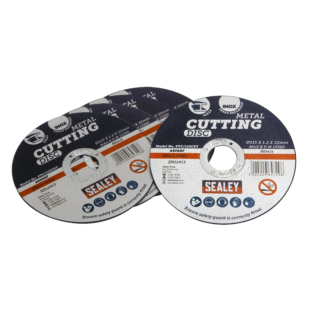 Sealey 115 X 1.2Mm Cutting Disc 22Mm Bore - Pack Of 5 Ptc/115Cet5 1