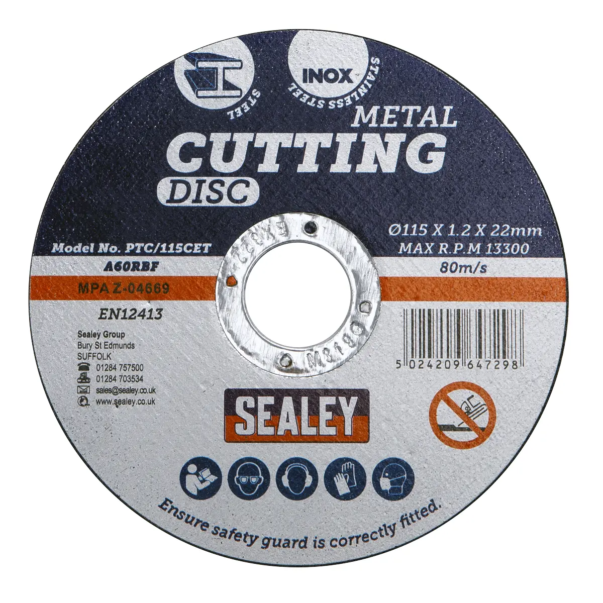Sealey 115 X 1.2Mm Cutting Disc 22Mm Bore Ptc/115Cet 2