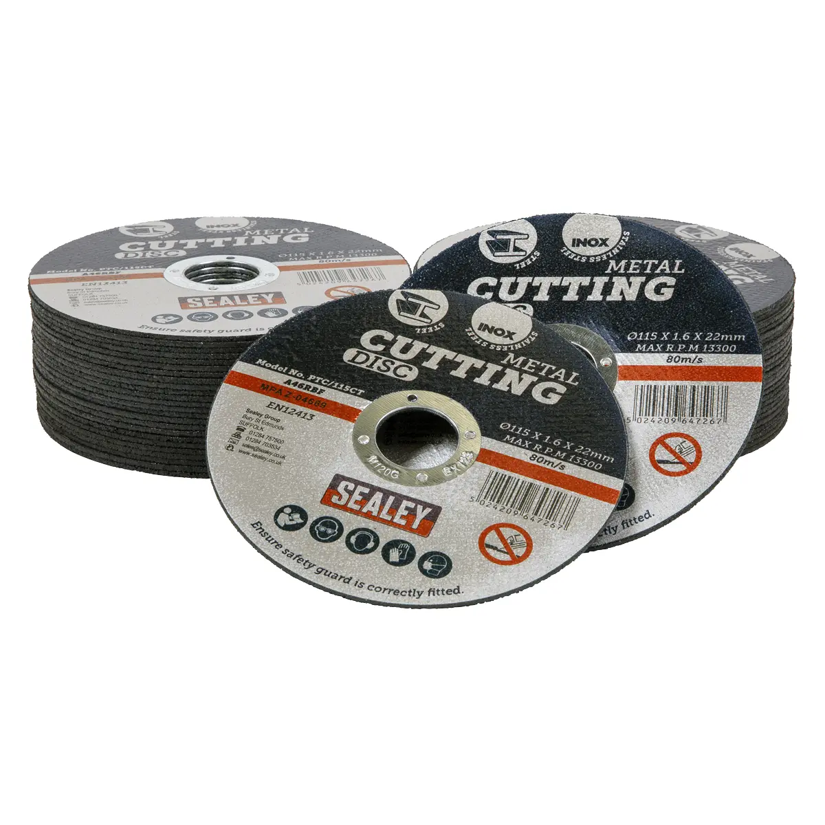 Sealey 115 X 1.6Mm Cutting Disc 22Mm Bore - Pack Of 50 Ptc/115Ct50 1