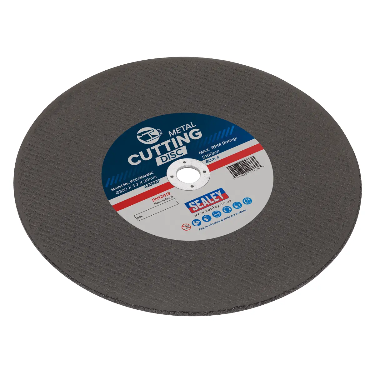 Sealey 300 X 3.2Mm Flat Metal Cutting Disc 20Mm Bore Ptc/30020C 1