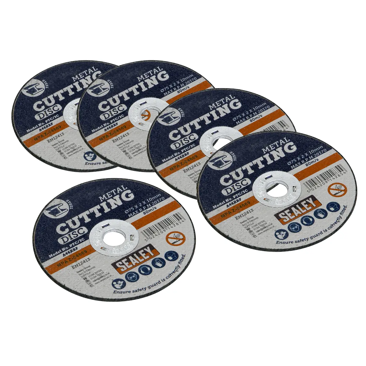 Sealey 75 X 2Mm Cutting Disc 10Mm Bore - Pack Of 5 Ptc/3C5 1