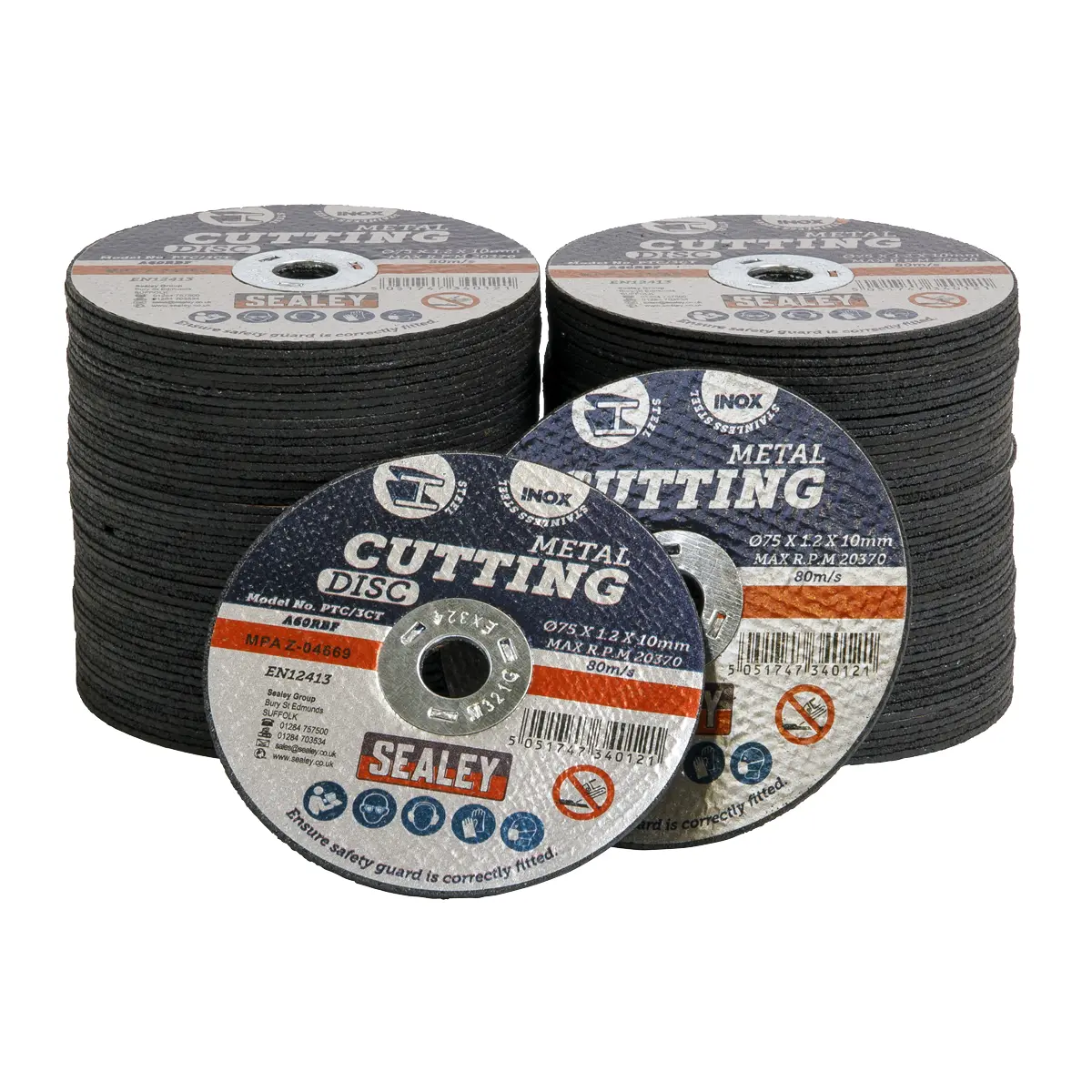 Sealey 75 X 1.2Mm Cutting Disc 10Mm Bore - Pack Of 100 Ptc/3Ct100 1