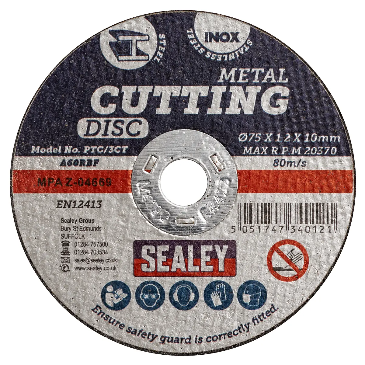 Sealey 75 X 1.2Mm Cutting Disc 10Mm Bore - Pack Of 10 Ptc/3Ct10 2