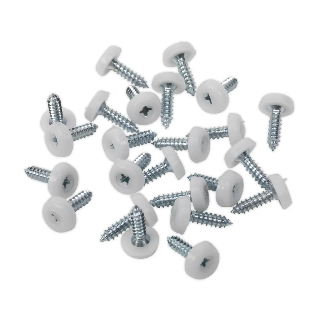 Sealey Numberplate Screw With Plastic Enclosed Head 4.8 X 18Mm, White - Pack Of 50 Ptnp1 1