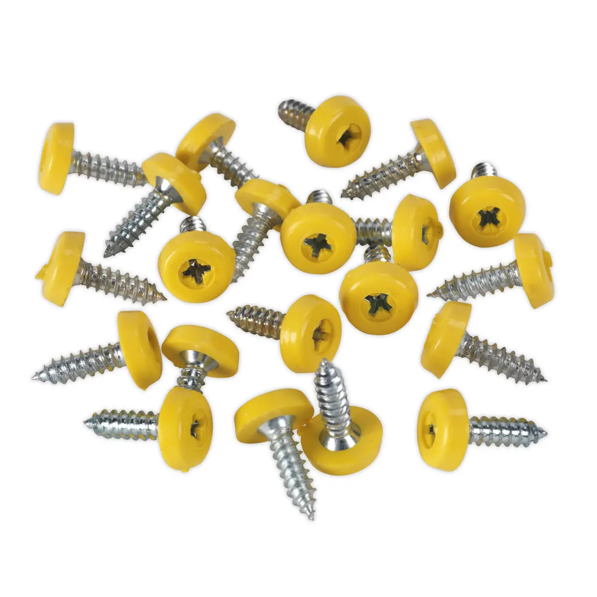 Sealey Numberplate Screw With Plastic Enclosed Head 4.8 X 18Mm, Yellow - Pack Of 50 Ptnp2 1