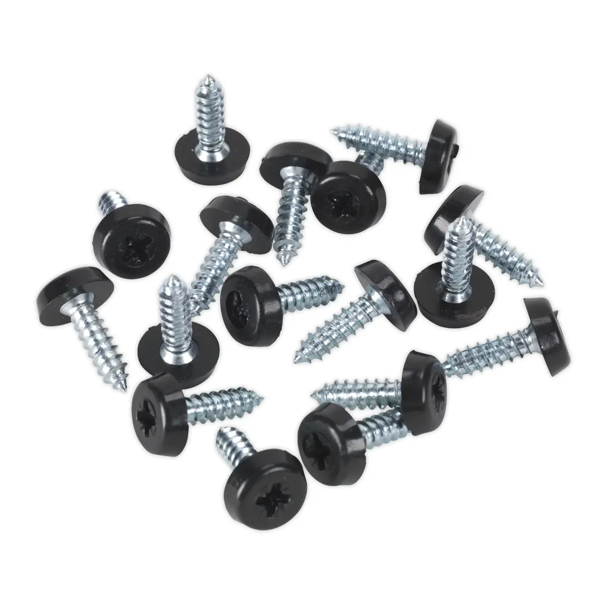 Sealey Numberplate Screw With Plastic Enclosed Head 4.8 X 18Mm, Black - Pack Of 50 Ptnp3 1
