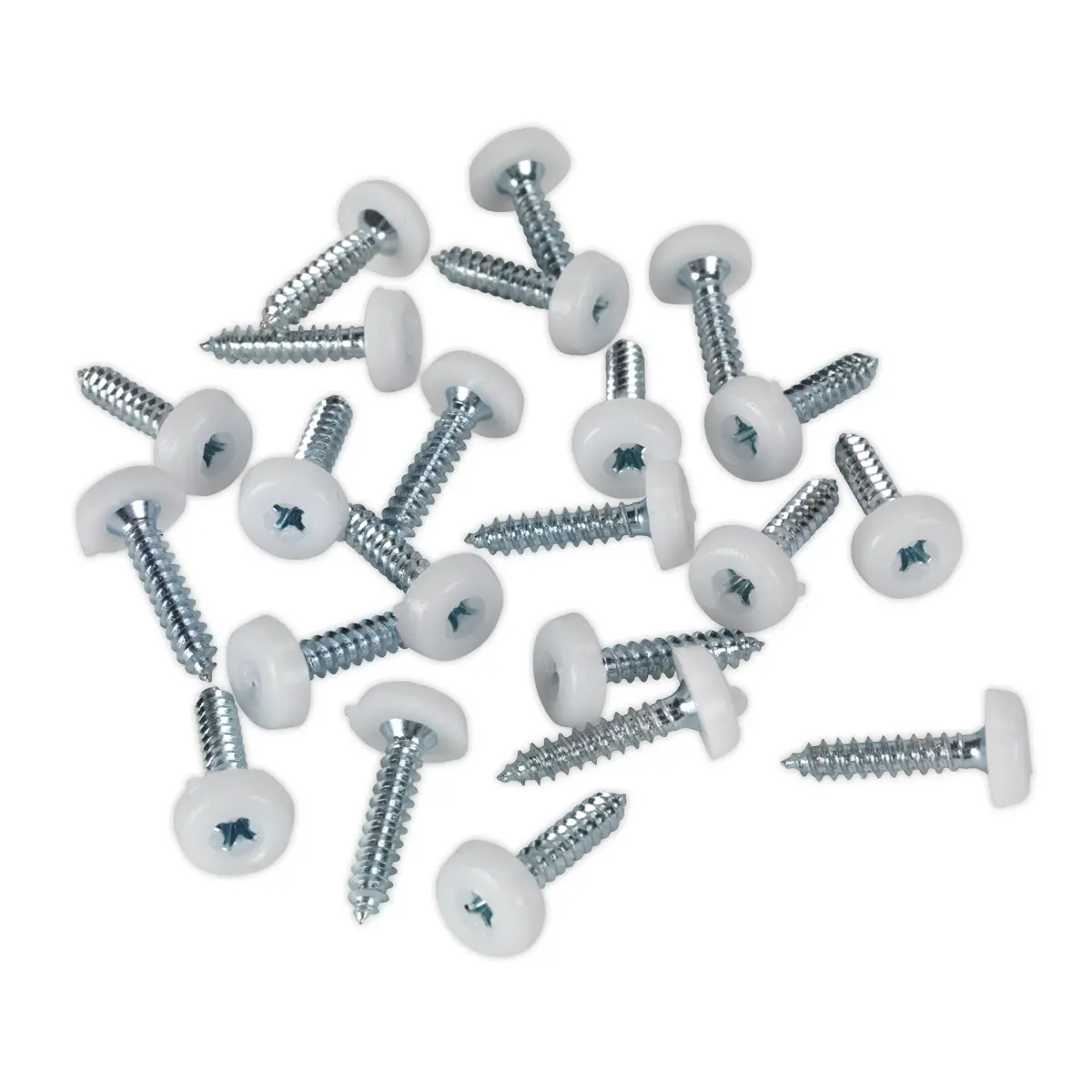 Sealey Numberplate Screw With Plastic Enclosed Head 4.8 X 24Mm, White - Pack Of 50 Ptnp5 1
