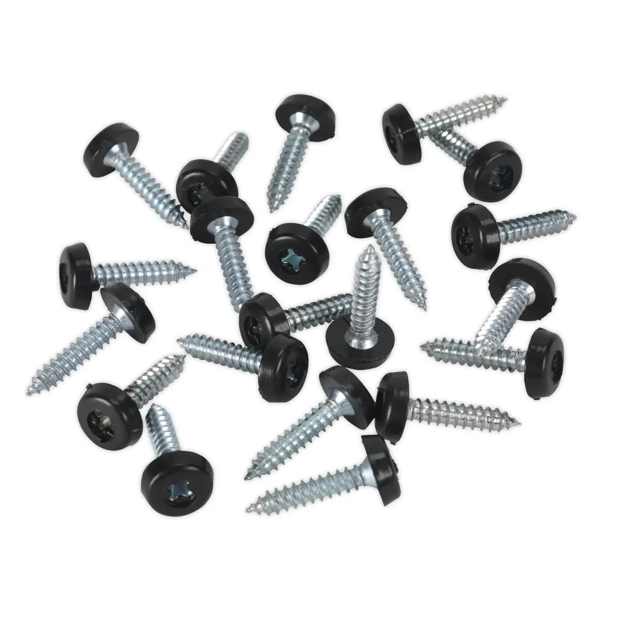 Sealey Numberplate Screw With Plastic Enclosed Head 4.8 X 24Mm, Black - Pack Of 50 Ptnp7 1