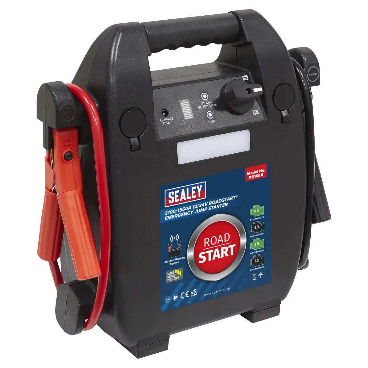 Sealey Roadstart® 12/24V Emergency 8-Cylinder Jump Starter 6L Rs105b 1