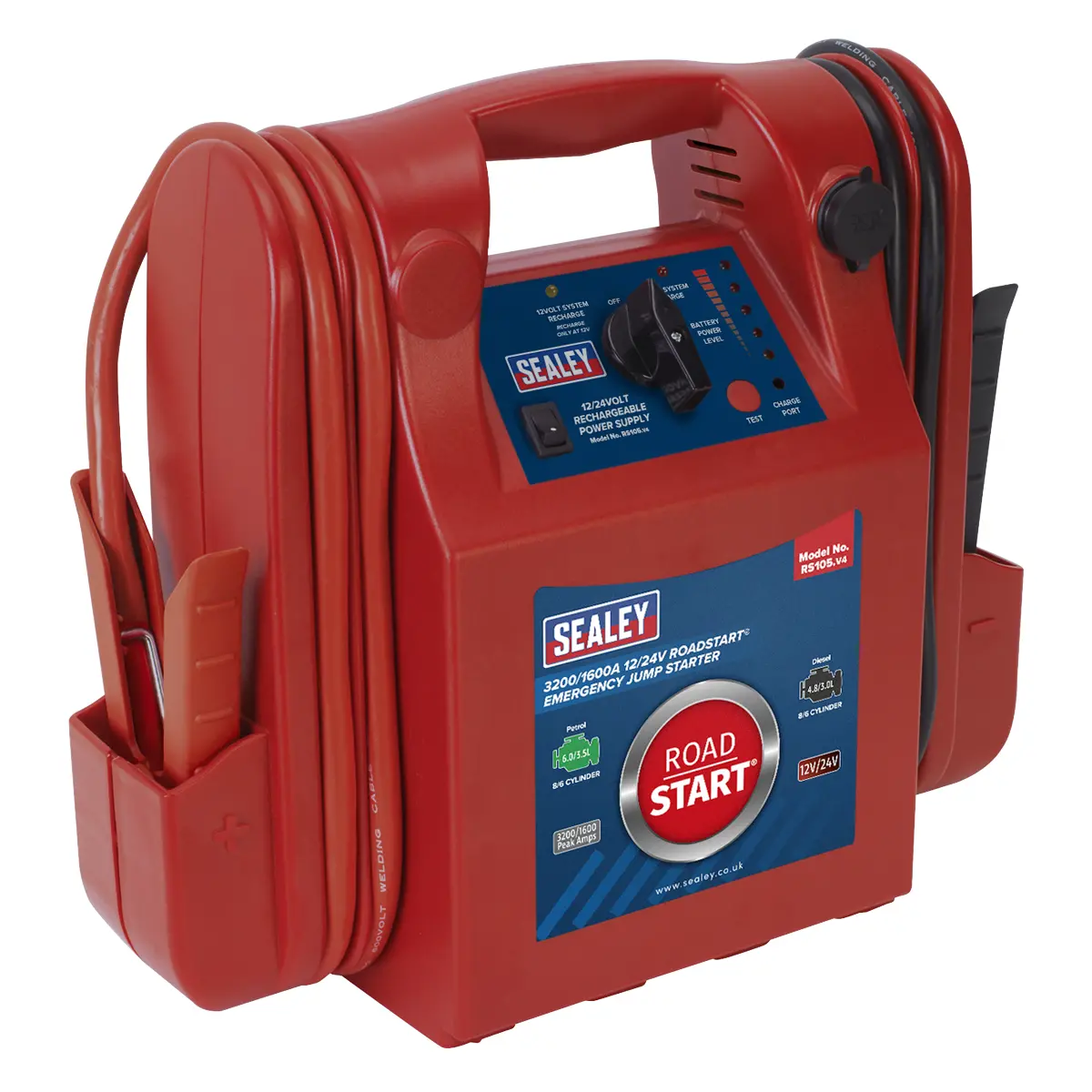 Sealey Roadstart® 12/24V Emergency Jump Starter 3200/1600 Peak Amps Rs105 1