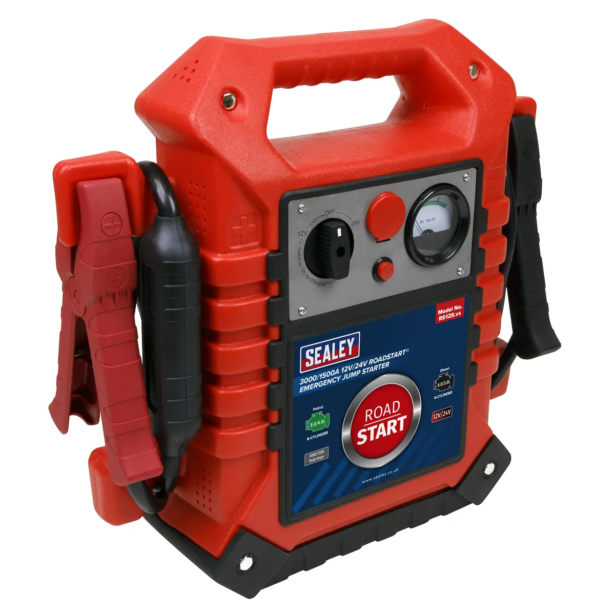 Sealey Roadstart® 12/24V Emergency Jump Starter 3000/1500 Peak Amps Rs125 1