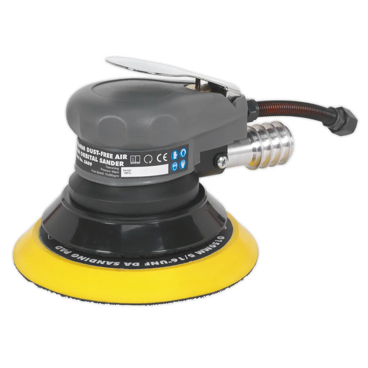 Sealey Dust-Free Air Palm Orbital Sander 150Mm Sa09 1