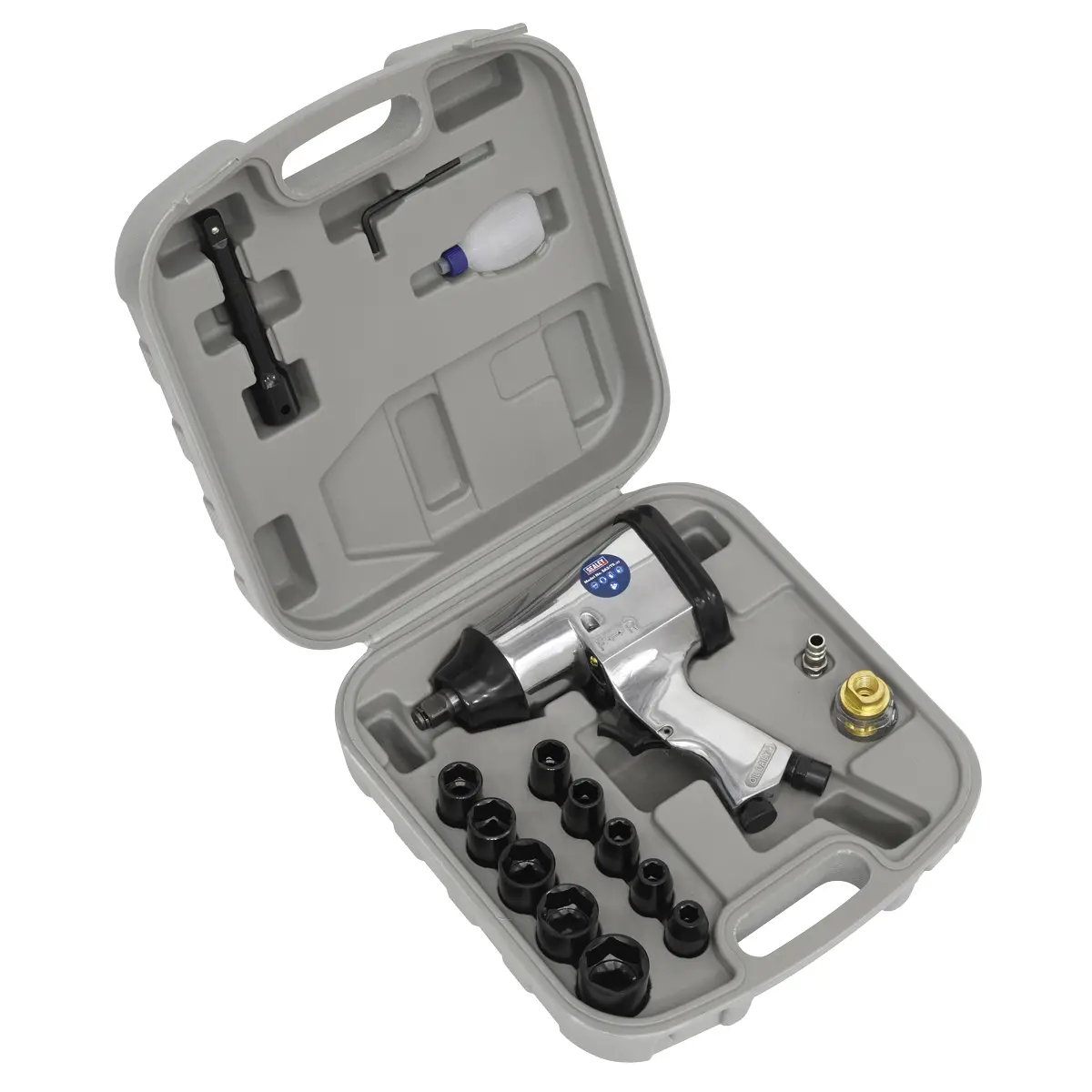 Sealey Air Impact Wrench Kit With Sockets 1/2"Sq Drive Sa2/Ts 1