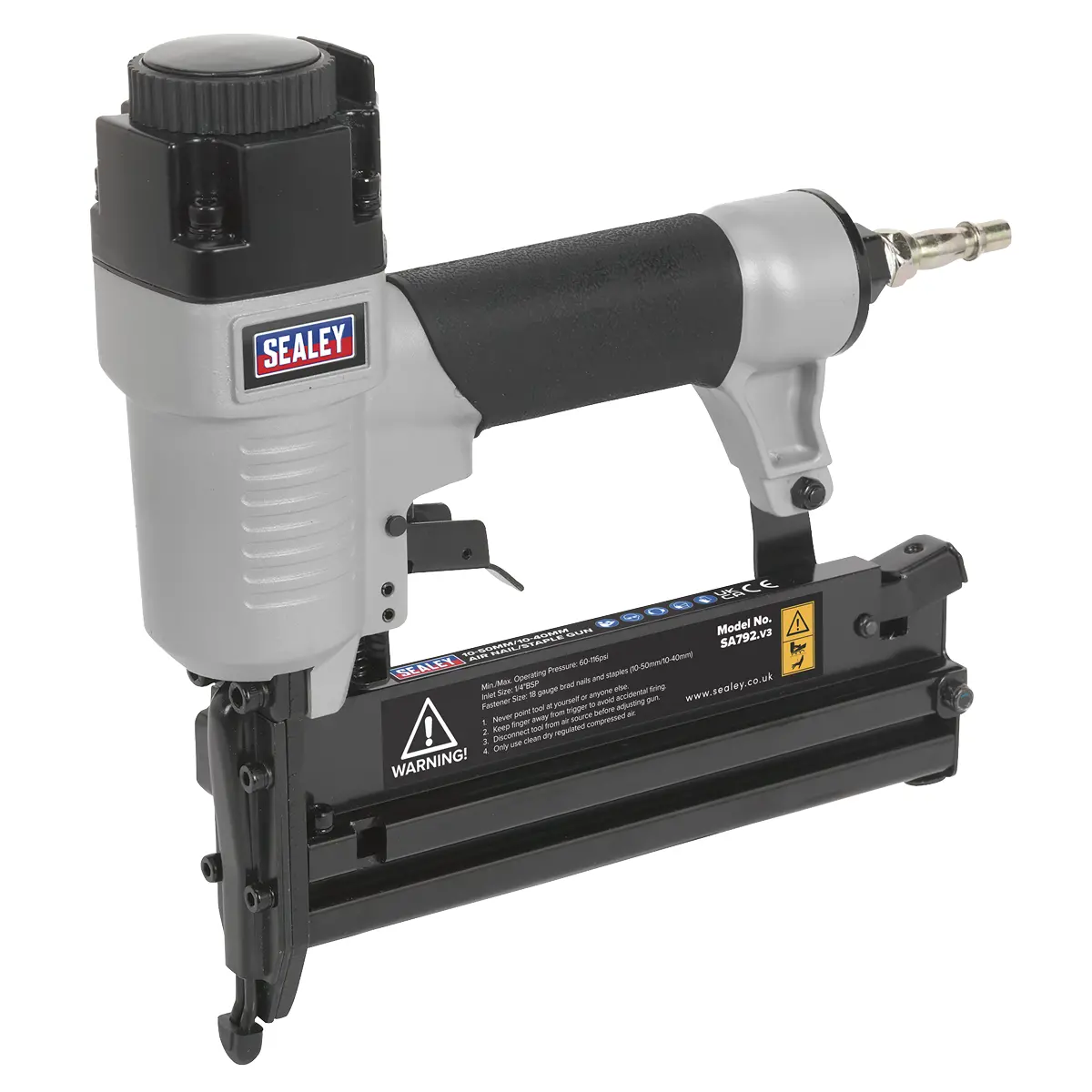 Sealey Air Nail/Staple Gun 10-50Mm/10-40Mm Capacity Sa792 1