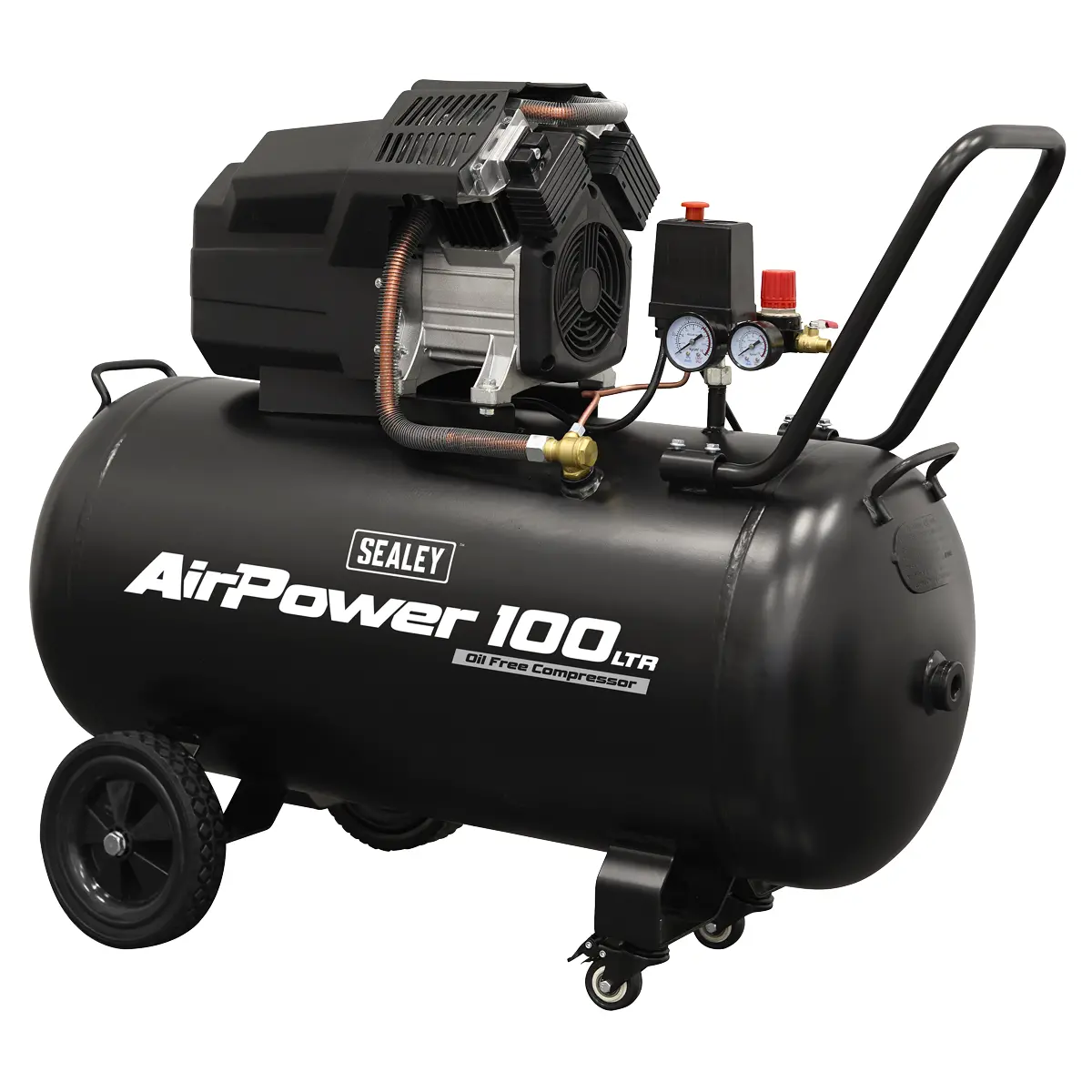 Sealey Air Compressor 100L V-Twin Oil Free Direct Drive 3Hp Sac10002 1