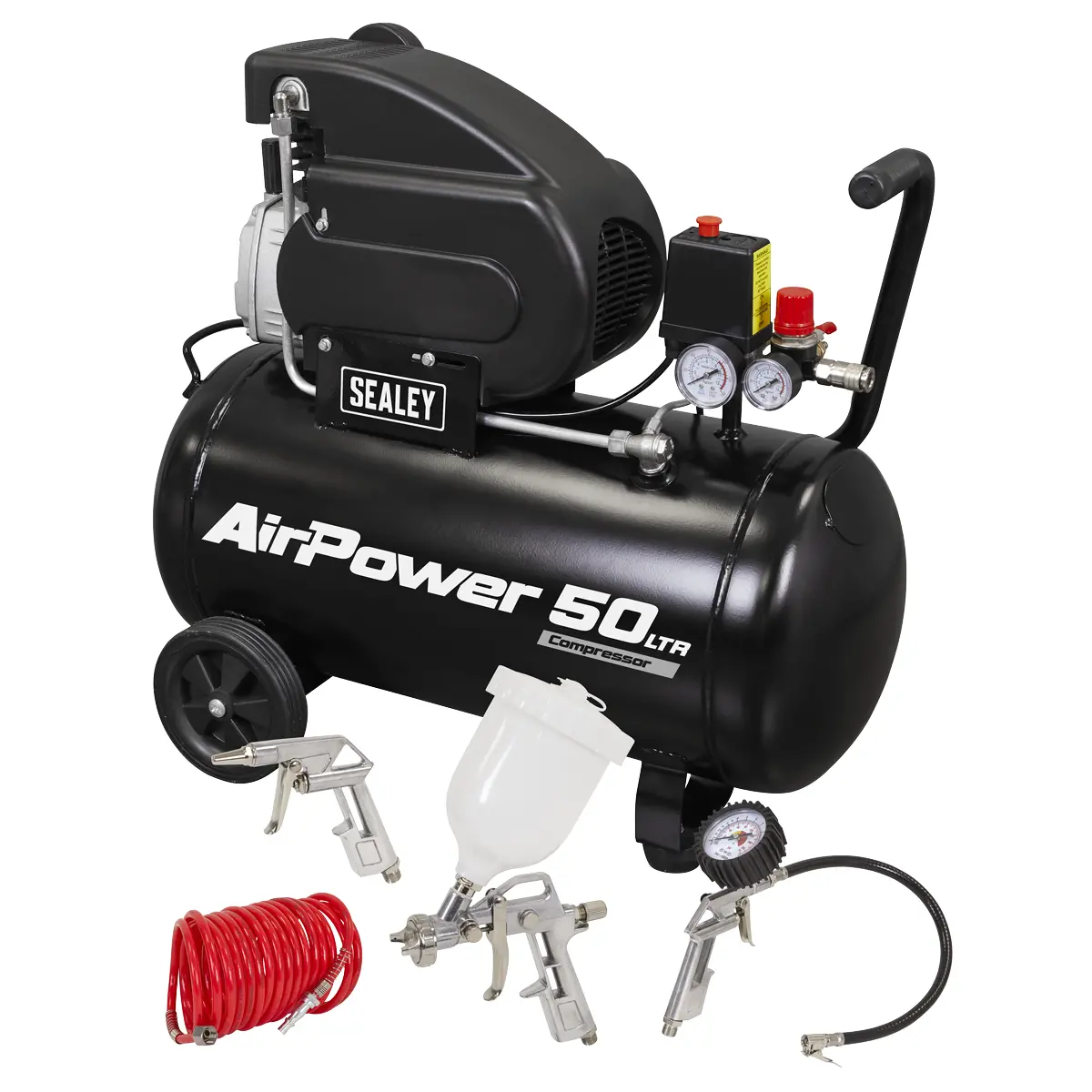 Sealey 50L Direct Drive Air Compressor 2Hp With 4Pc Air Accessory Kit Sac5020apk 1