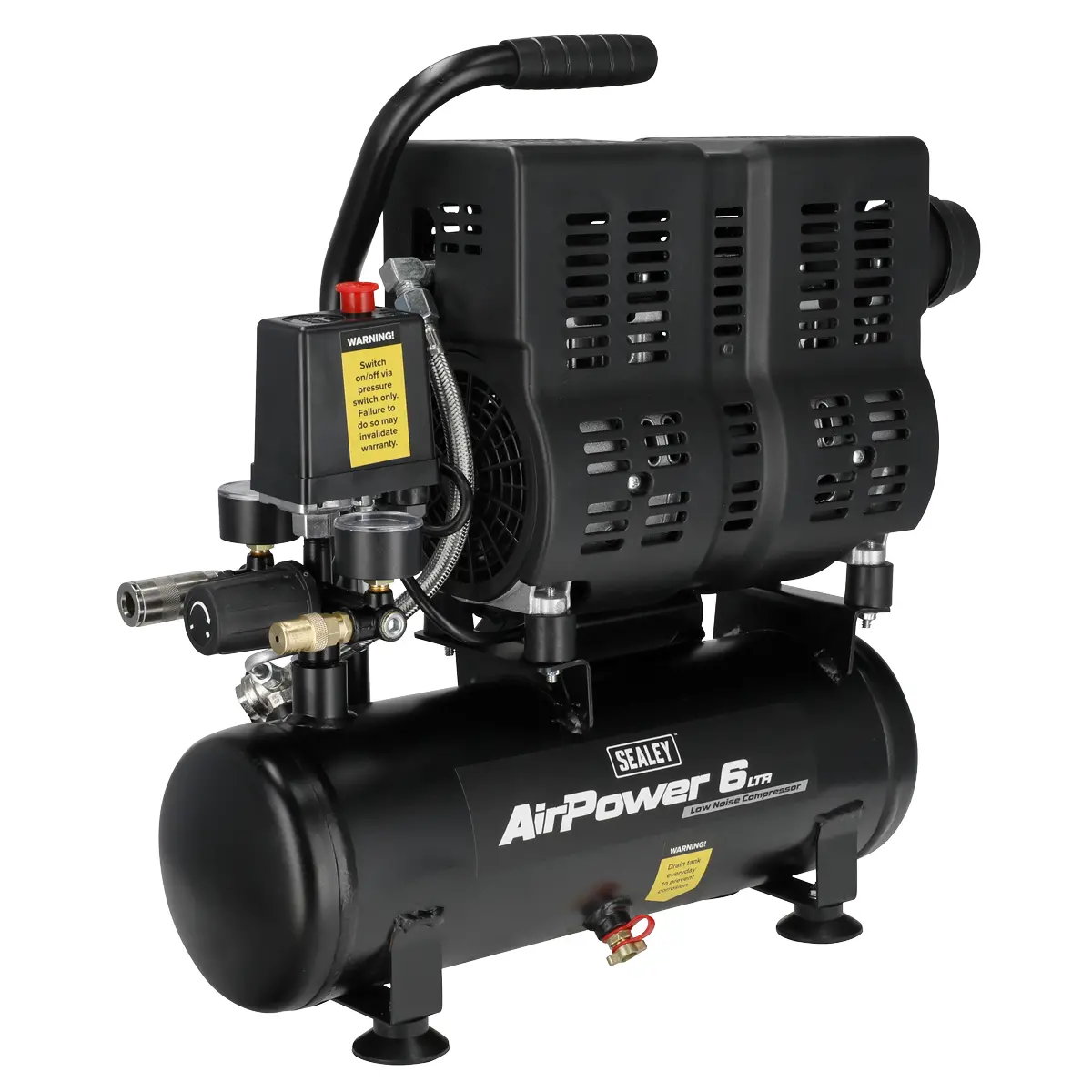 Sealey 6L Oil Free Low Noise Direct Drive Air Compressor 1Hp Sac6000s 1