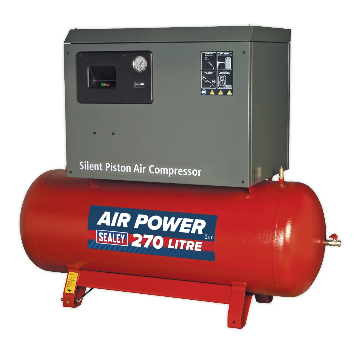 Sealey 270L Low Noise Belt Drive Air Compressor With Cast Cylinders 7.5Hp 2-Stage Sac72775bln 1