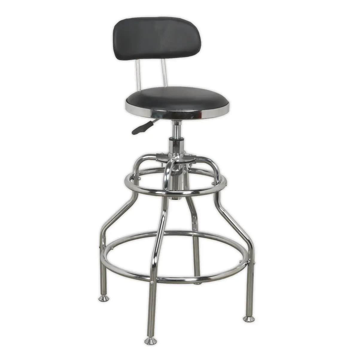 Sealey Pneumatic Workshop Stool With Adjustable Height Swivel Seat & Back Rest Scr14 1