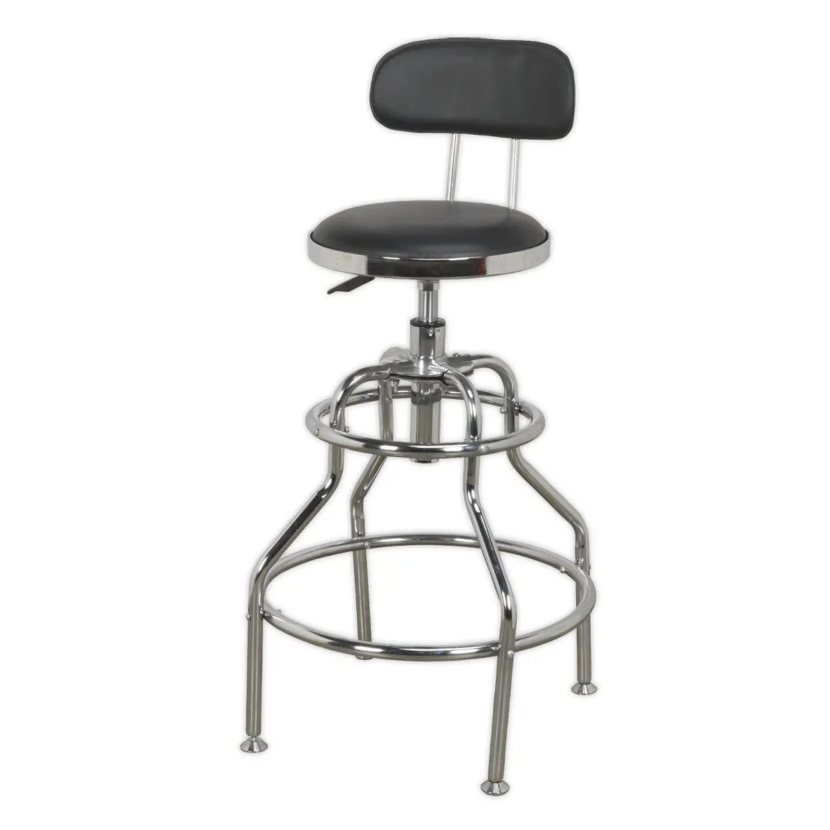 Sealey Pneumatic Workshop Stool With Adjustable Height Swivel Seat & Back Rest Scr14 2